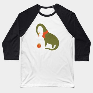 Christmas Brontosaurus Baseball T-Shirt